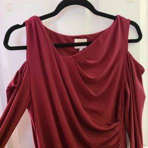 Ashley Graham cut shoulder cocktail dress